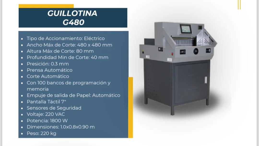 Guillotina G480 — Guillotina de papel para la industria gráfica. Kethal Business, Lima, Perú